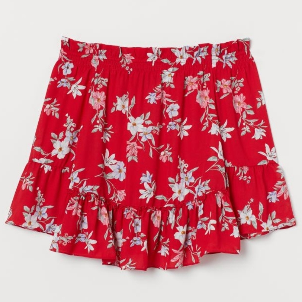 H&M Floral Off-The-Shoulder Peplum Blouse